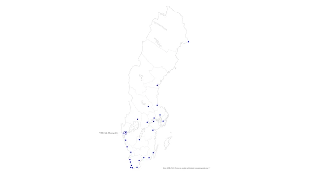 A map showing Swedish areas under significant flood risk 2025.