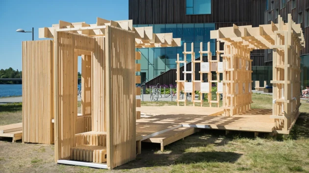 Bild från studentutställning på Arkitekthögskolan