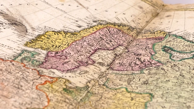An old map over Sweden. 